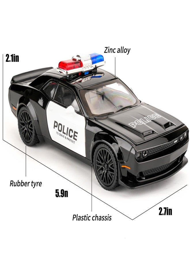BDTCTK Dodge Challenger Hellcat Police Car Model Toy - Alloy Pull-Back Vehicle with Sound & Light Effects, for Kids Boys & Girls Ages 3+ - Image 2